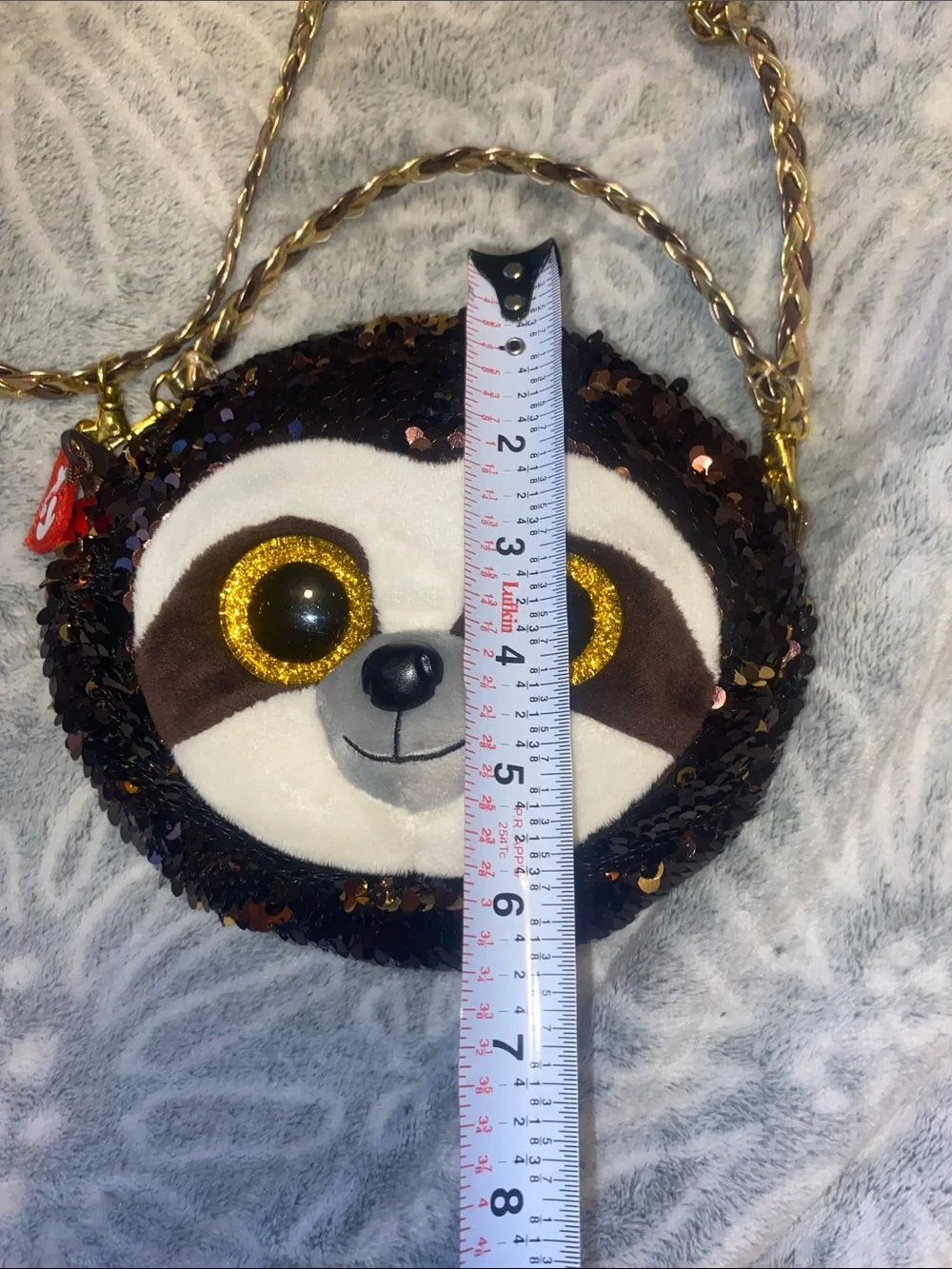 Ty Sequin Sloth Crossbody Bag in Brown and Gold